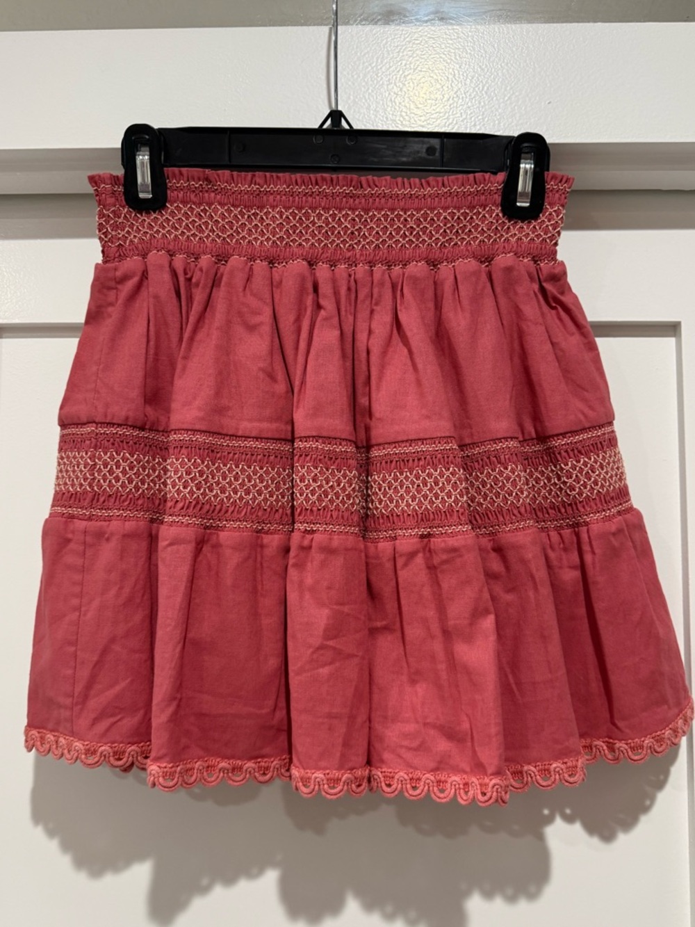 Aylaya Cotton smocked waist mini skirt.  Size Small